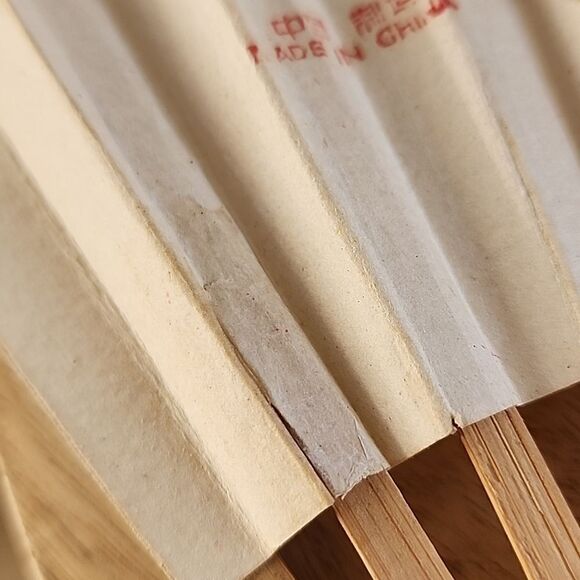 Vintage Paper Chinese and Wood Bird and Floral Fan Romantic Feminine Coquette - Picture 12 of 16